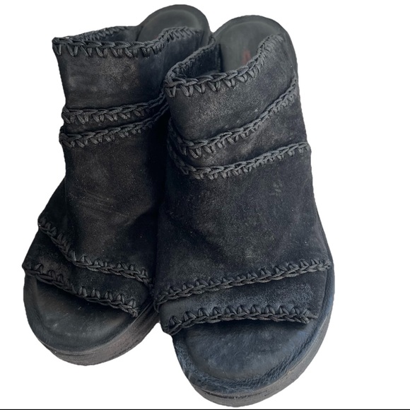 A.S. 98 Nelson Black Suede Leather Platform Wedge Sandals Shoes - 39 / 8.5 - Picture 3 of 6